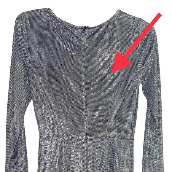 BB Dakota Dress What's Your Shine Metallic Long Sleeve in Gunmetal Size XS NWT - Picture 8 of 14